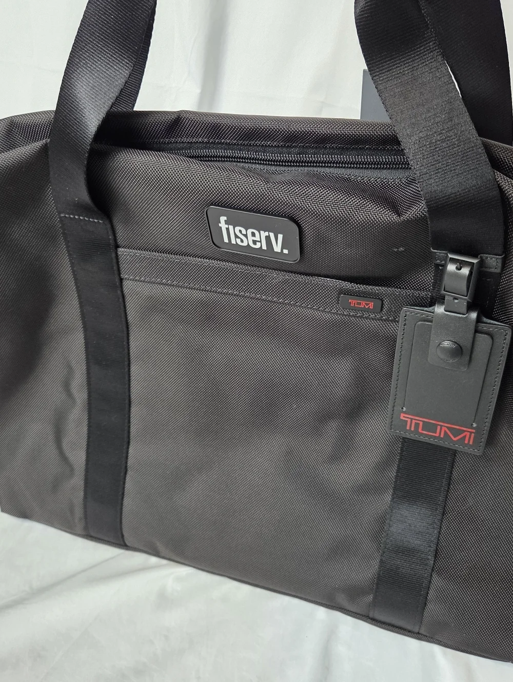 Tumi Black Travel Satchel Tote with Fiserv Badge New